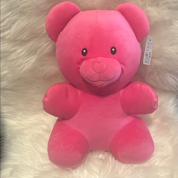 Other - NWT Plush Pink Teddy Bear Stuffed Animal With Heart Nose